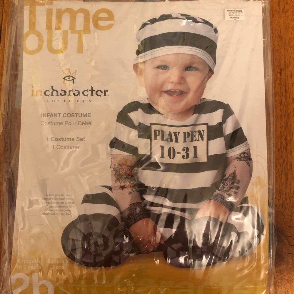 Baby jailhouse Halloween romper- 6months-2yrs